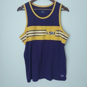 Men's Champion LSU Purple/Yellow Colorblock Tank Top - Size Large